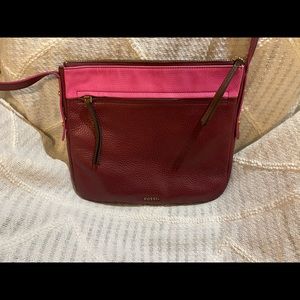 Fossil wine and pink crossbody bag